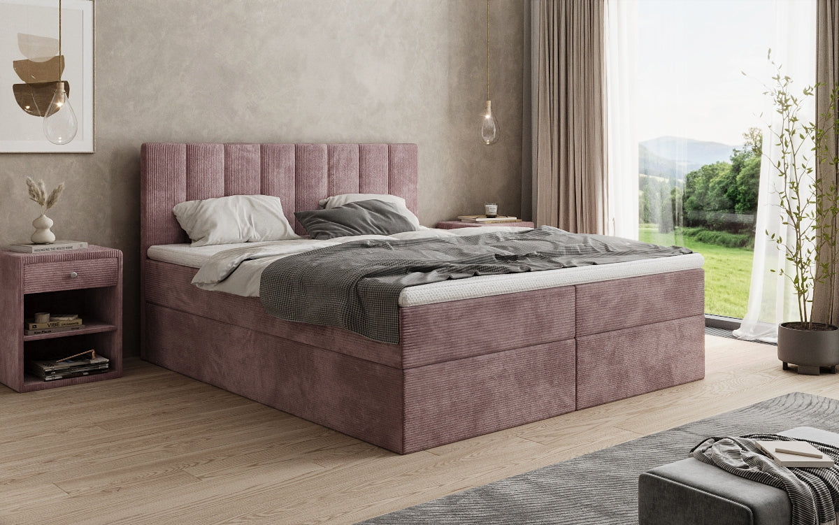 Sofia box spring bed in Corduroy with storage