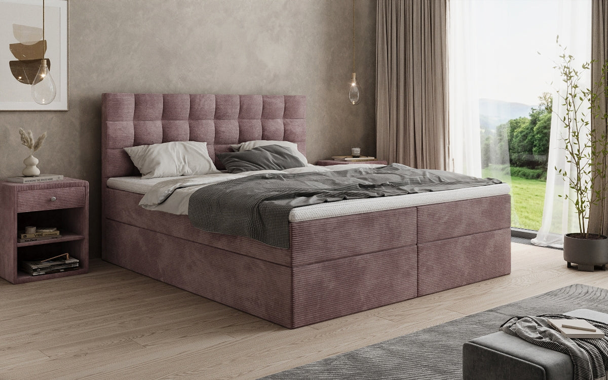 Como box spring bed in corduroy with storage