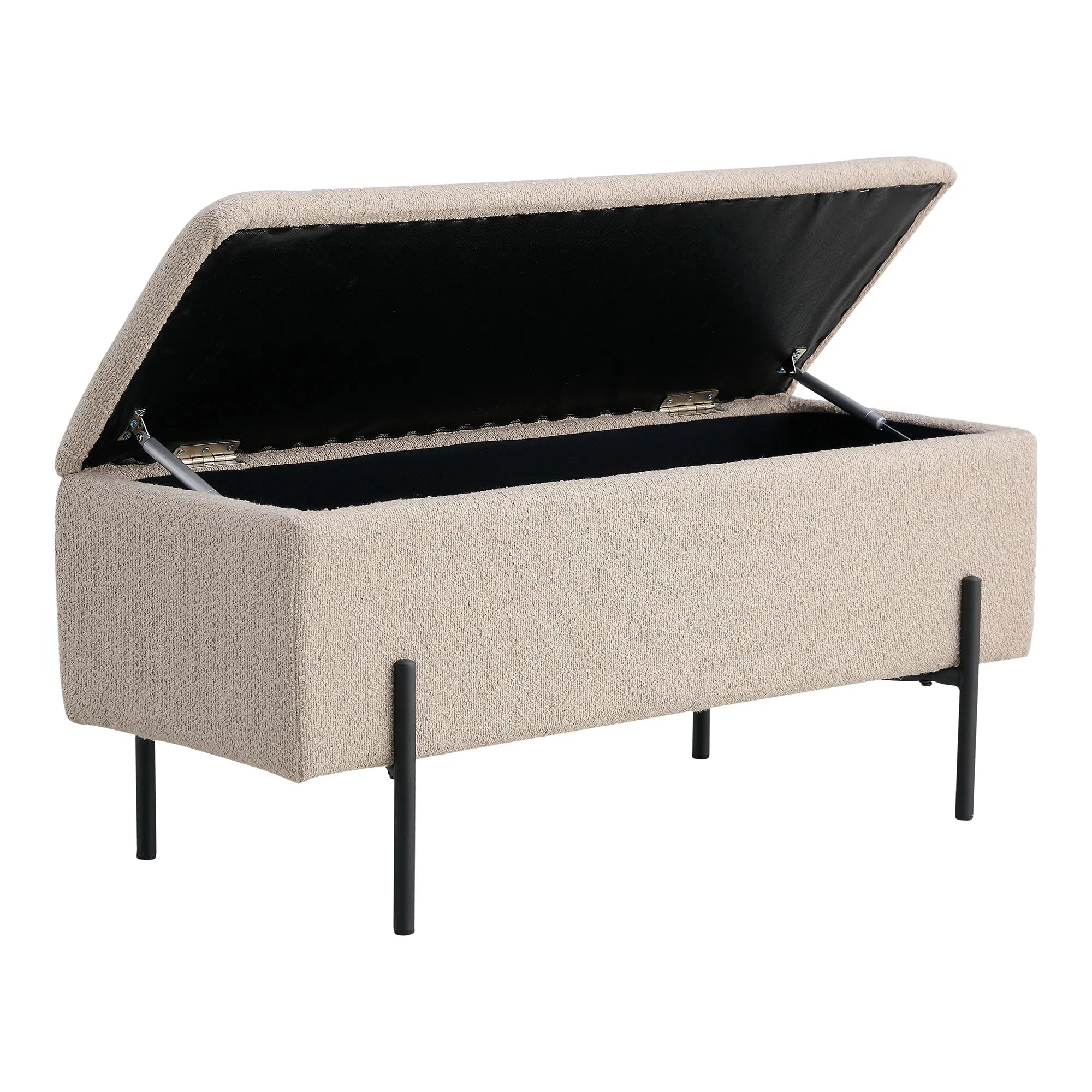 Sitzbank Lora Bouclé Beige mit Stauraum
