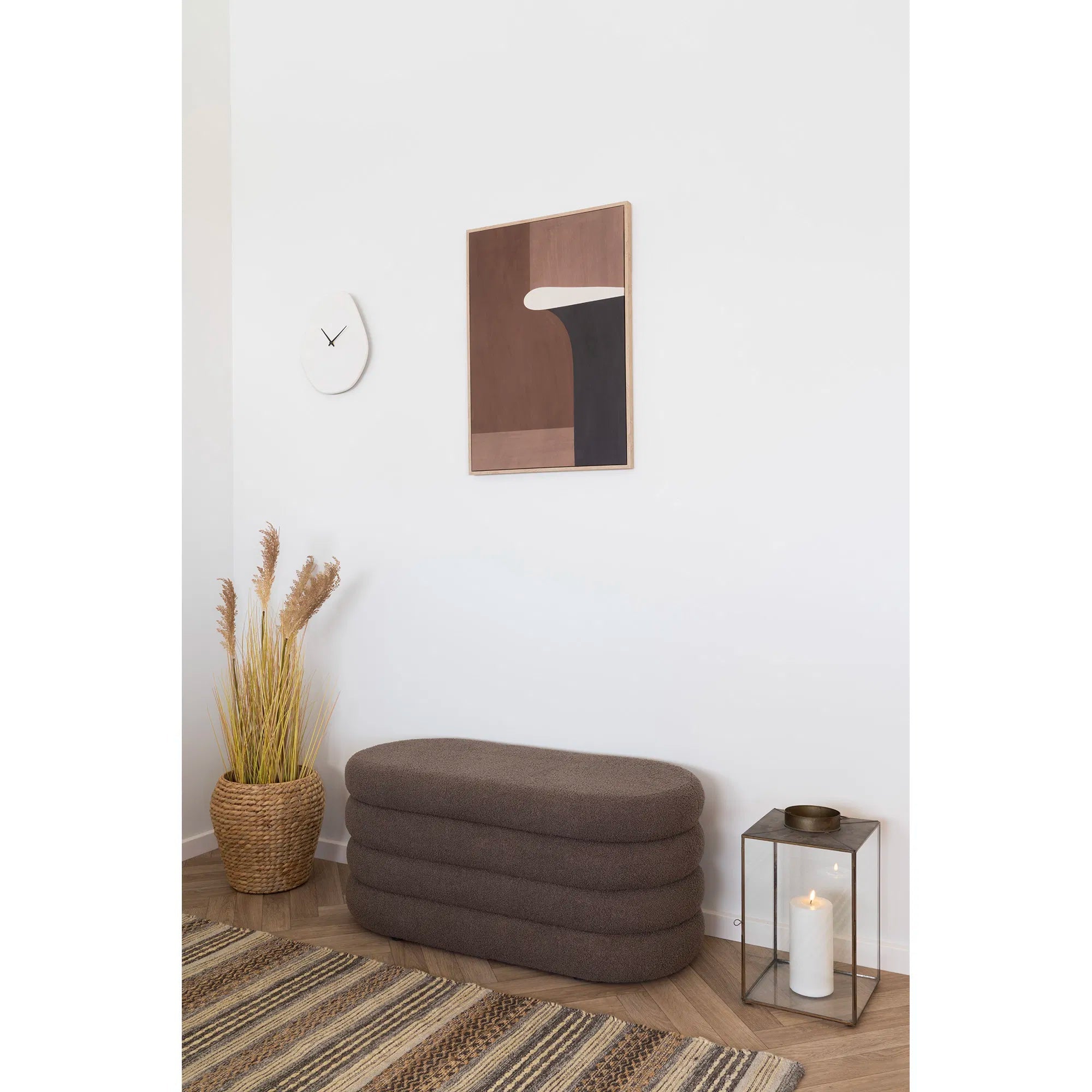 Philo Bouclé Brown Bench with Storage