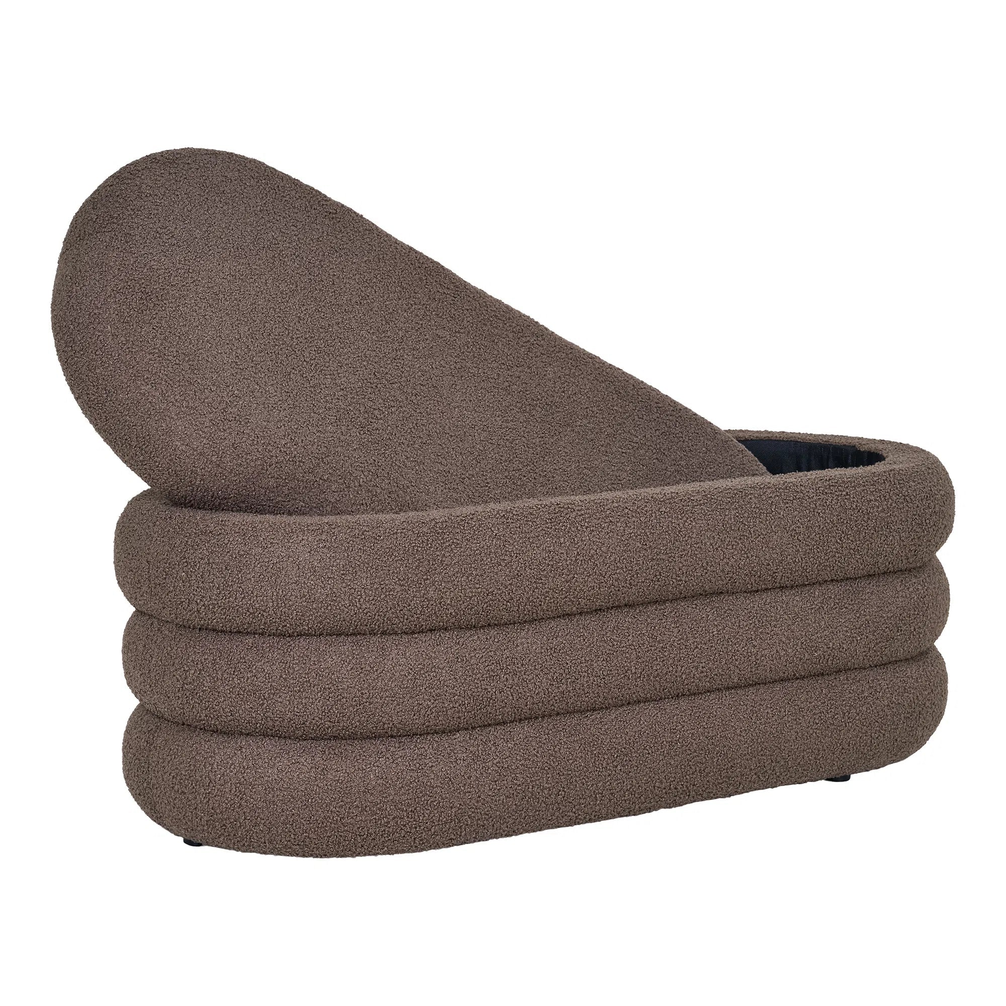 Philo Bouclé Brown Bench with Storage
