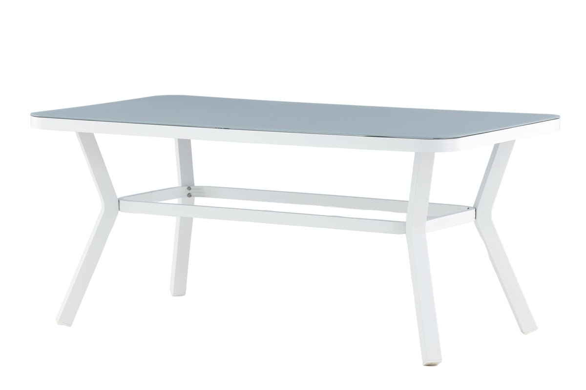 Garden table Amaré - a combination of matte glass top and aluminum frame