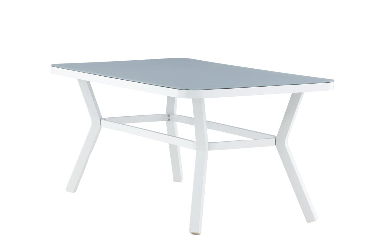 Garden table Amaré - a combination of matte glass top and aluminum frame