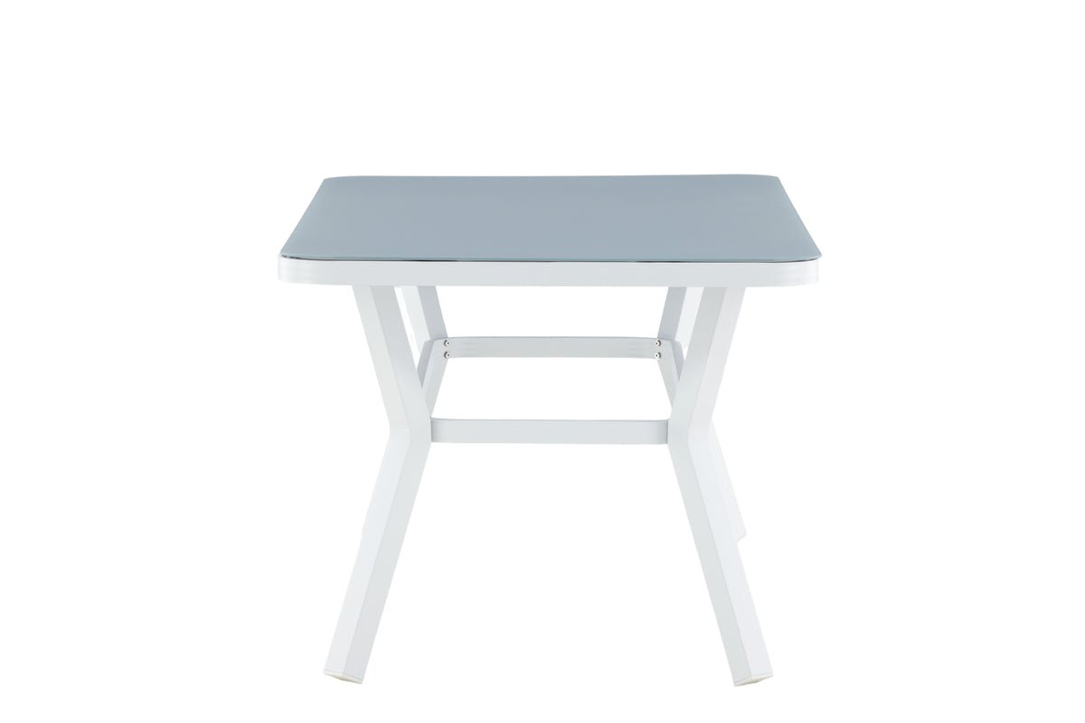 Garden table Amaré - a combination of matte glass top and aluminum frame