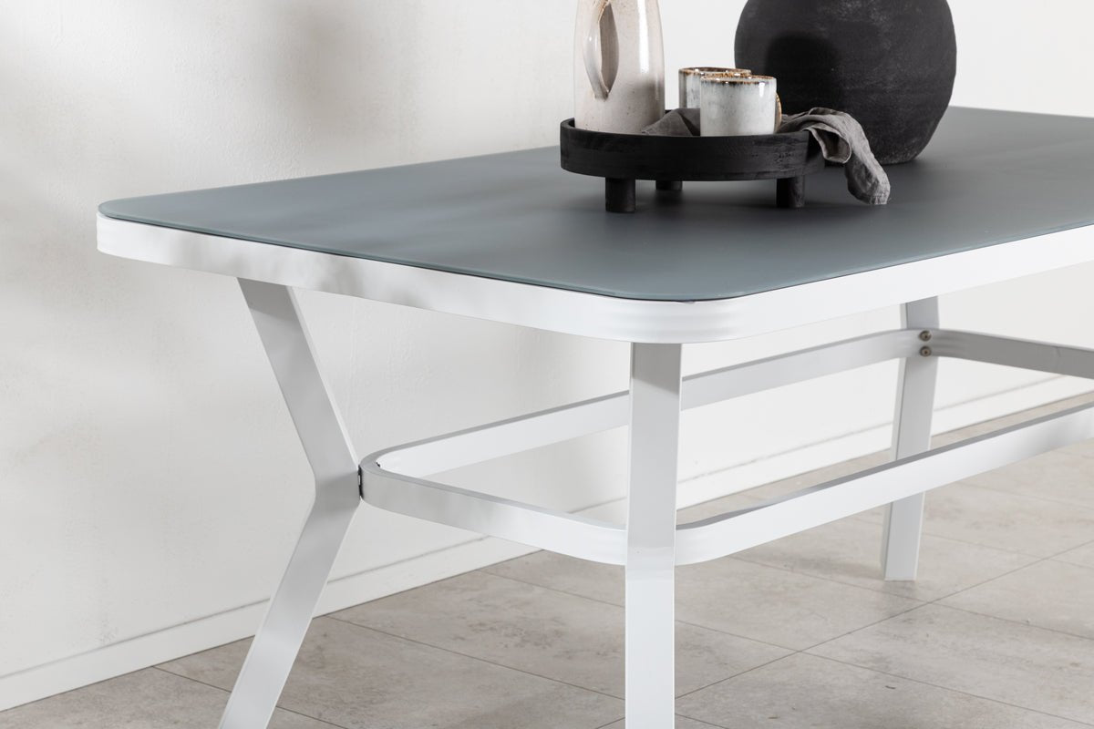 Garden table Amaré - a combination of matte glass top and aluminum frame