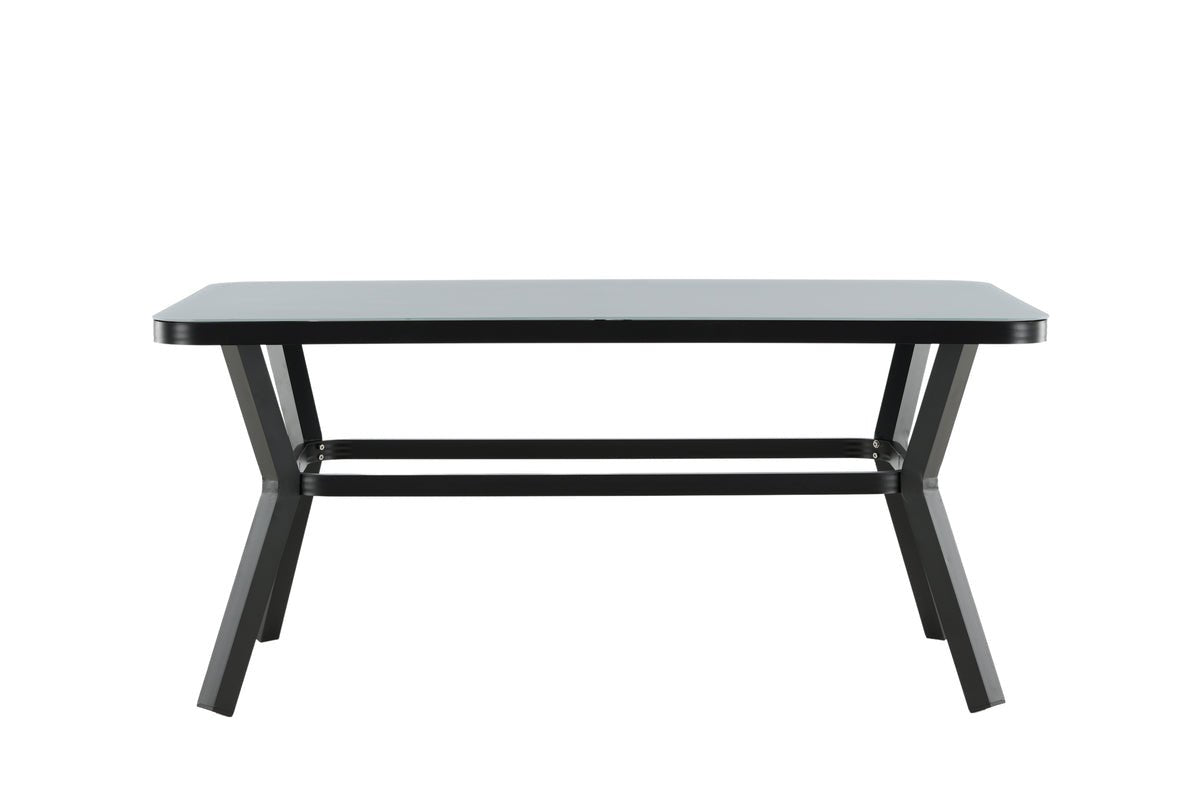 Garden table Amaré - a combination of matte glass top and aluminum frame