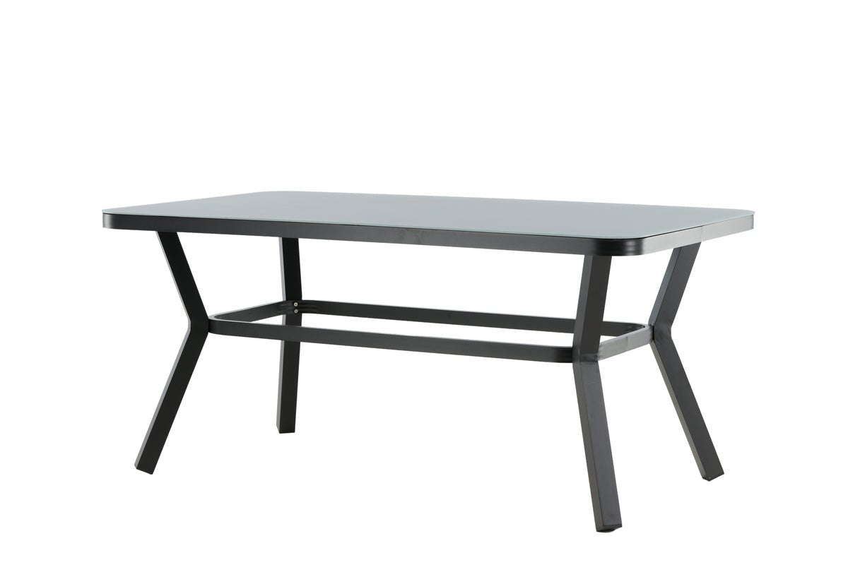 Garden table Amaré - a combination of matte glass top and aluminum frame