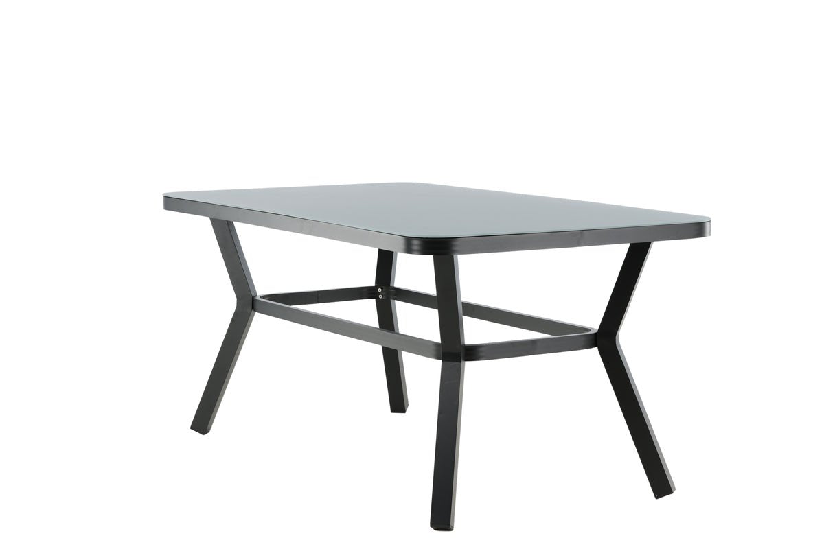 Garden table Amaré - a combination of matte glass top and aluminum frame