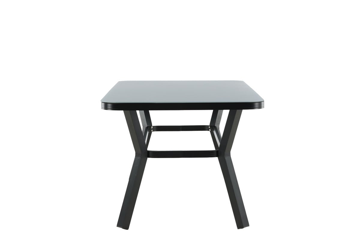 Garden table Amaré - a combination of matte glass top and aluminum frame