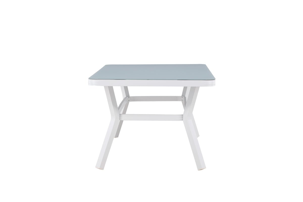 Garden table Amaré - a combination of matte glass top and aluminum frame