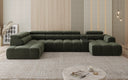 Designer sofa living area Mia with electric seat extension in chenille