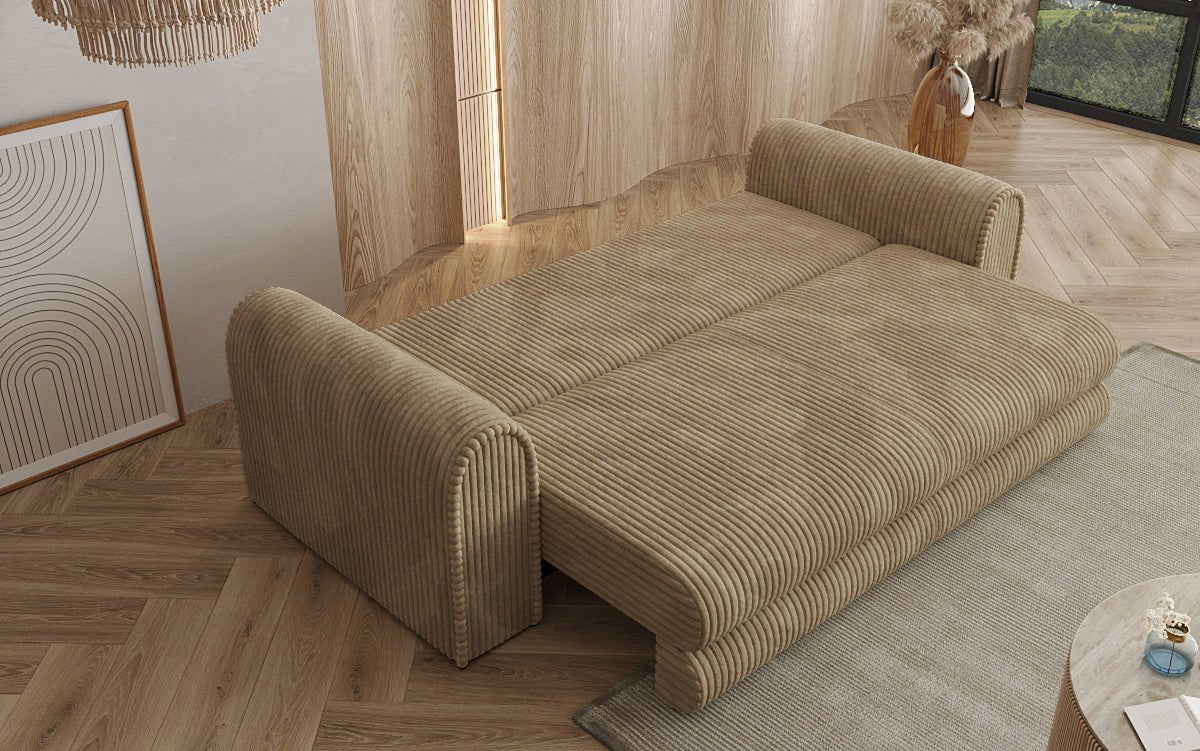 Designer Sofa Lil Buddy 3-seater with sleeping function and storage in wide corduroy