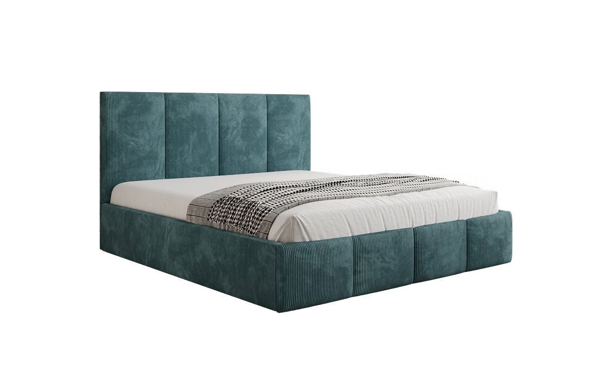 Designer upholstered bed Mina in Corduroy with storage space