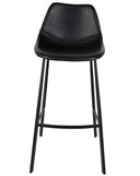 Franky bar stool set of 2 – made of faux leather in Black