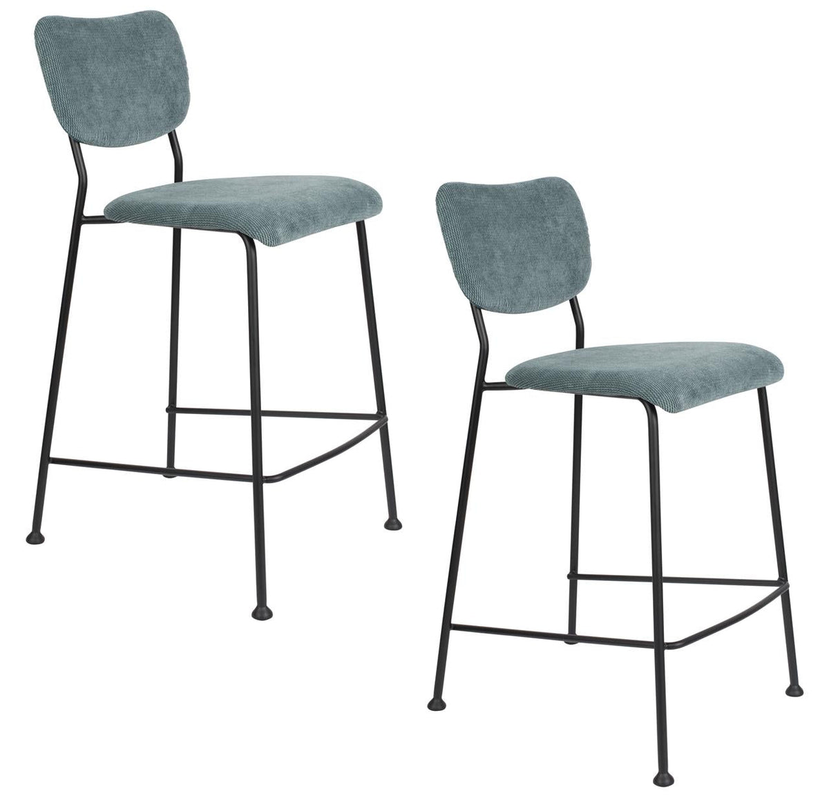 Bar stool Benson set of 2 – made of Corduroy in two colors