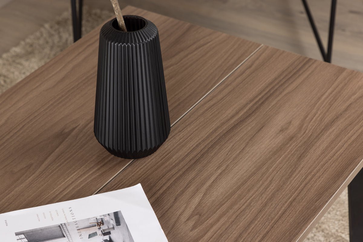 Coffee table Hator - with steel frame and walnut look