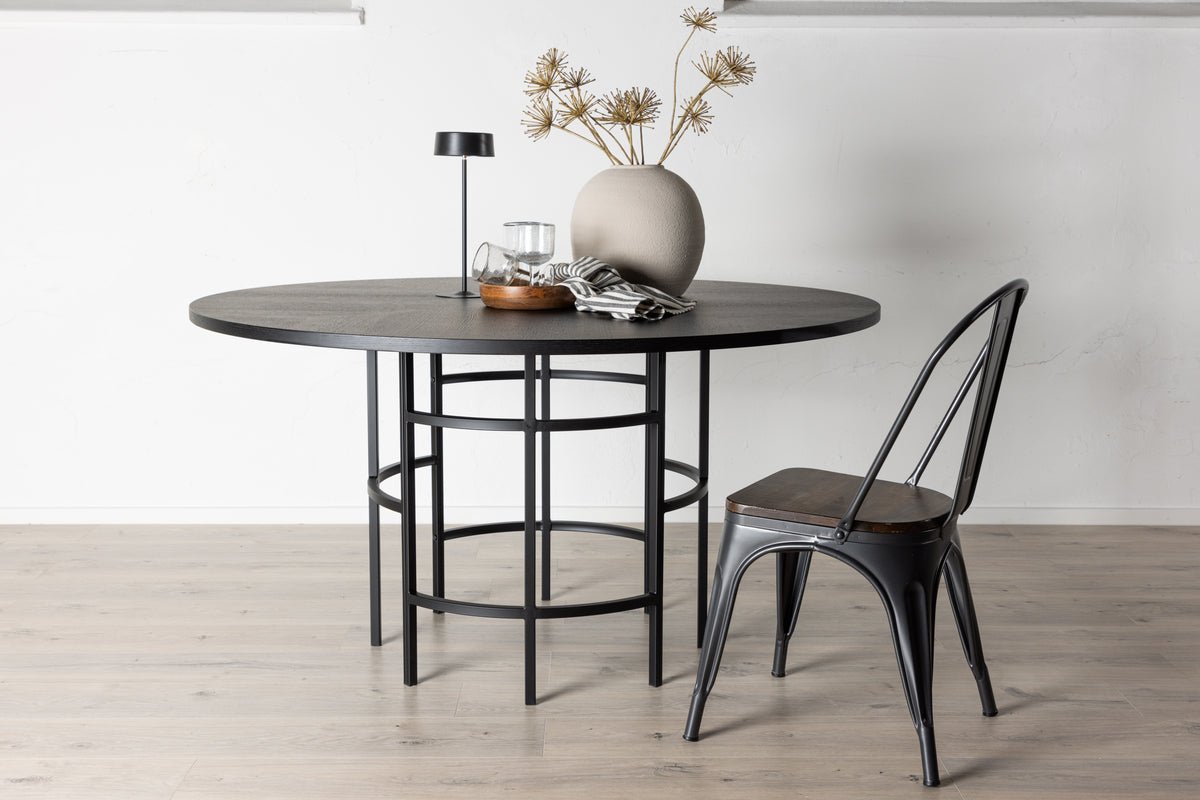 Dining table Trondheim - round dining table in Black with steel legs