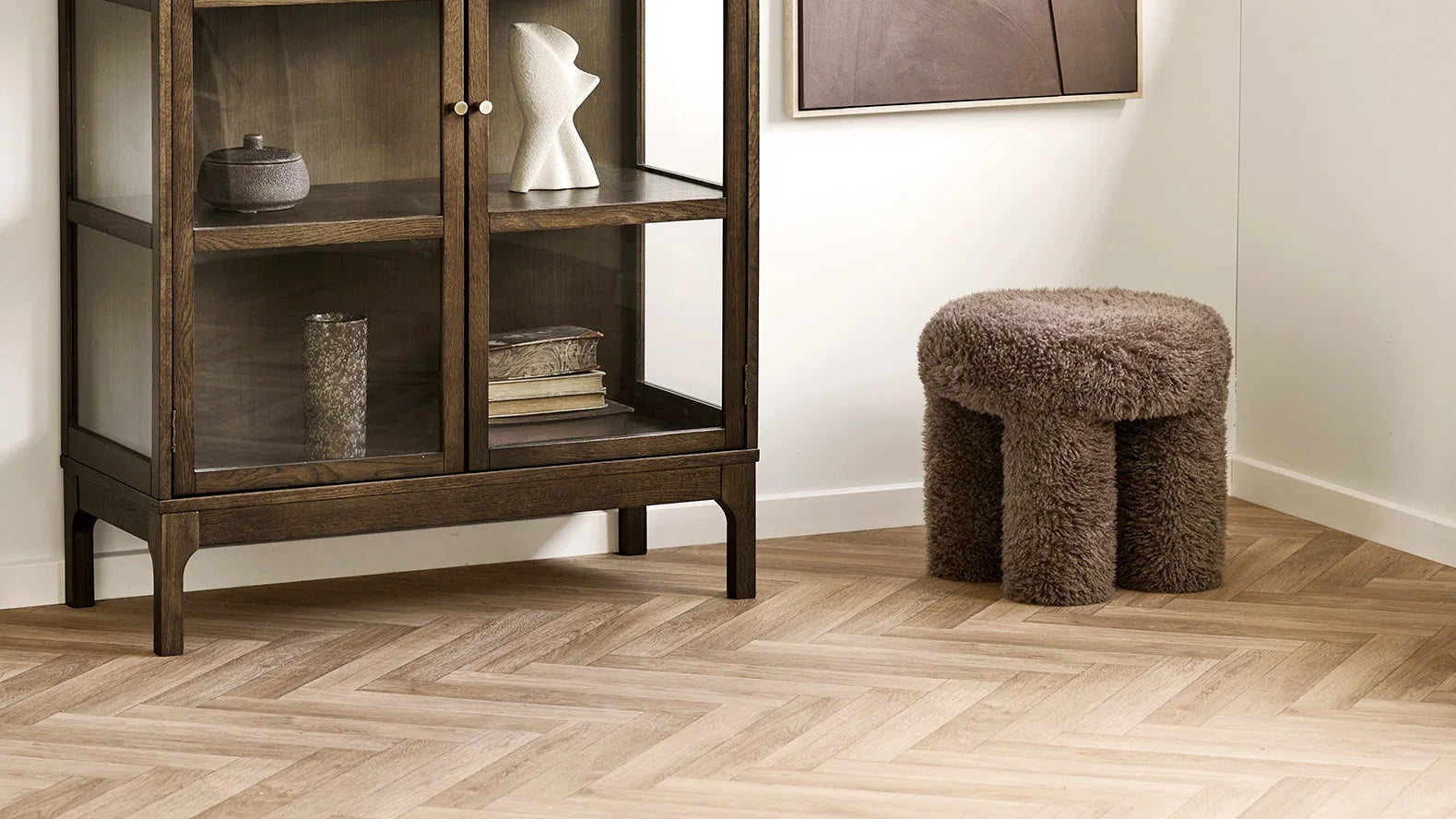 Gibson side stool - with brown teddy polyester