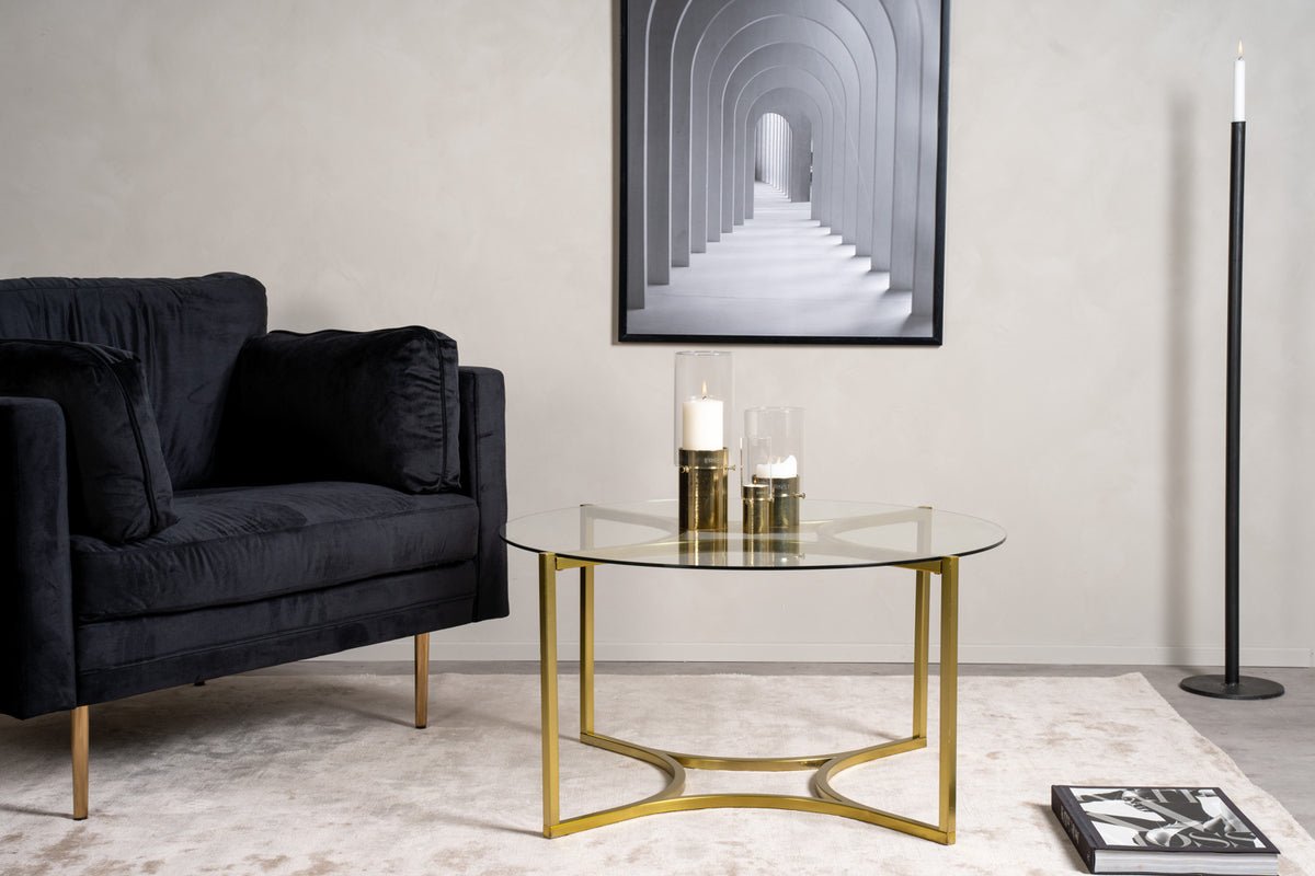Couchtisch Goldi - mit runder Glasplatte