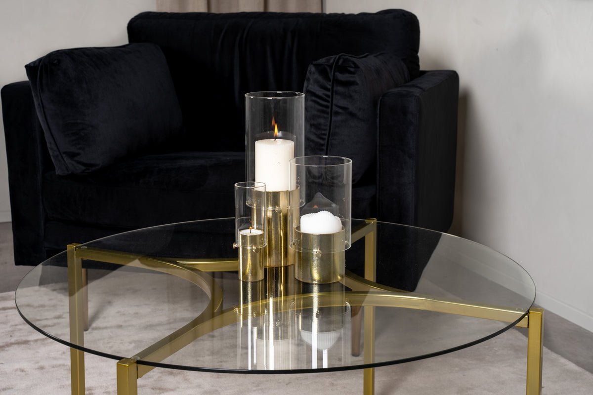 Couchtisch Goldi - mit runder Glasplatte