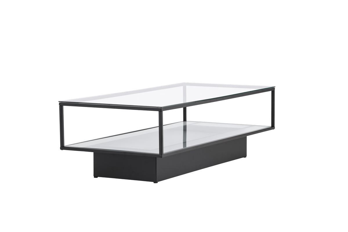 Coffee Table Lanera - with Glass Surfaces and Steel Frame