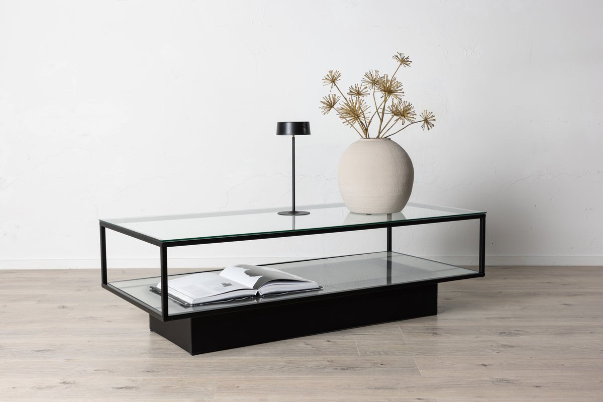 Coffee Table Lanera - with Glass Surfaces and Steel Frame