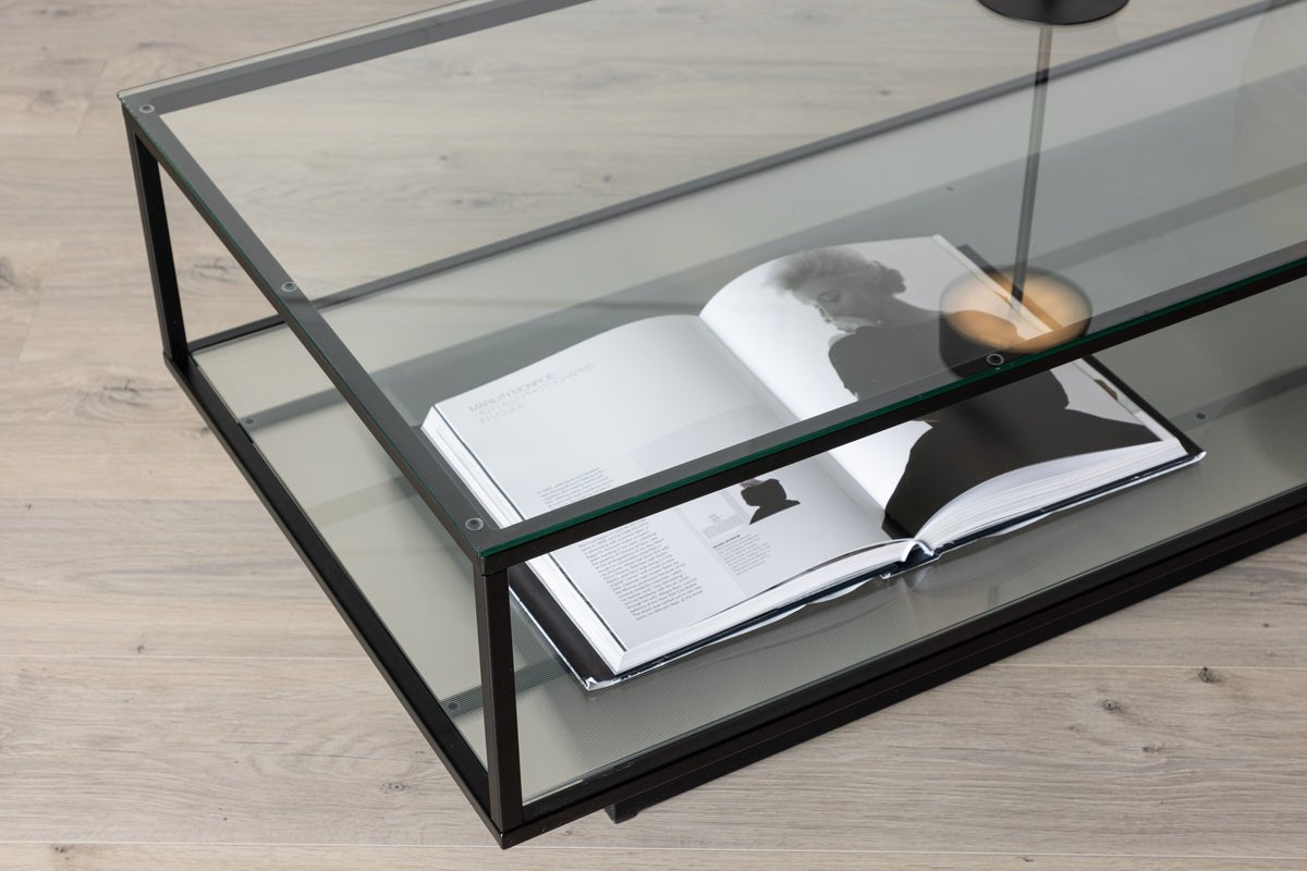Coffee Table Lanera - with Glass Surfaces and Steel Frame