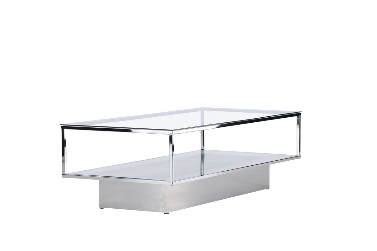 Coffee Table Lanera - with Glass Surfaces and Steel Frame