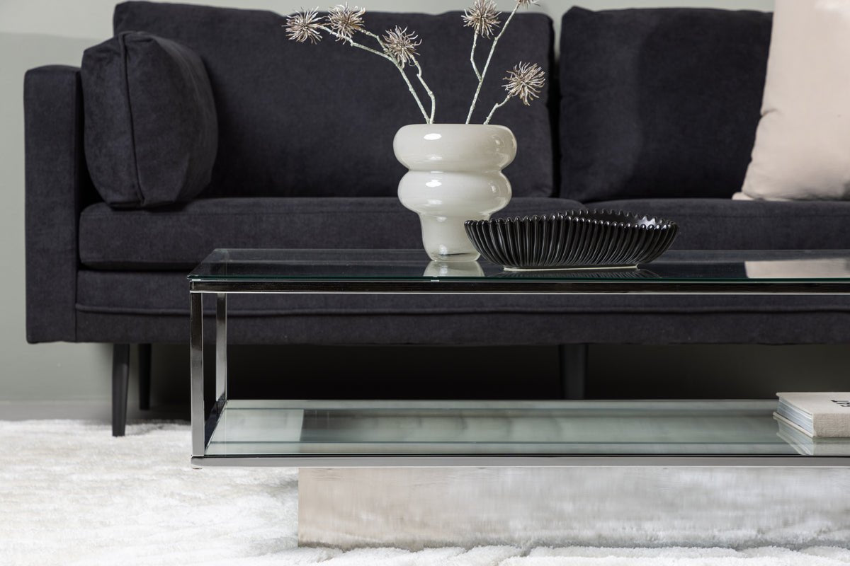 Coffee Table Lanera - with Glass Surfaces and Steel Frame