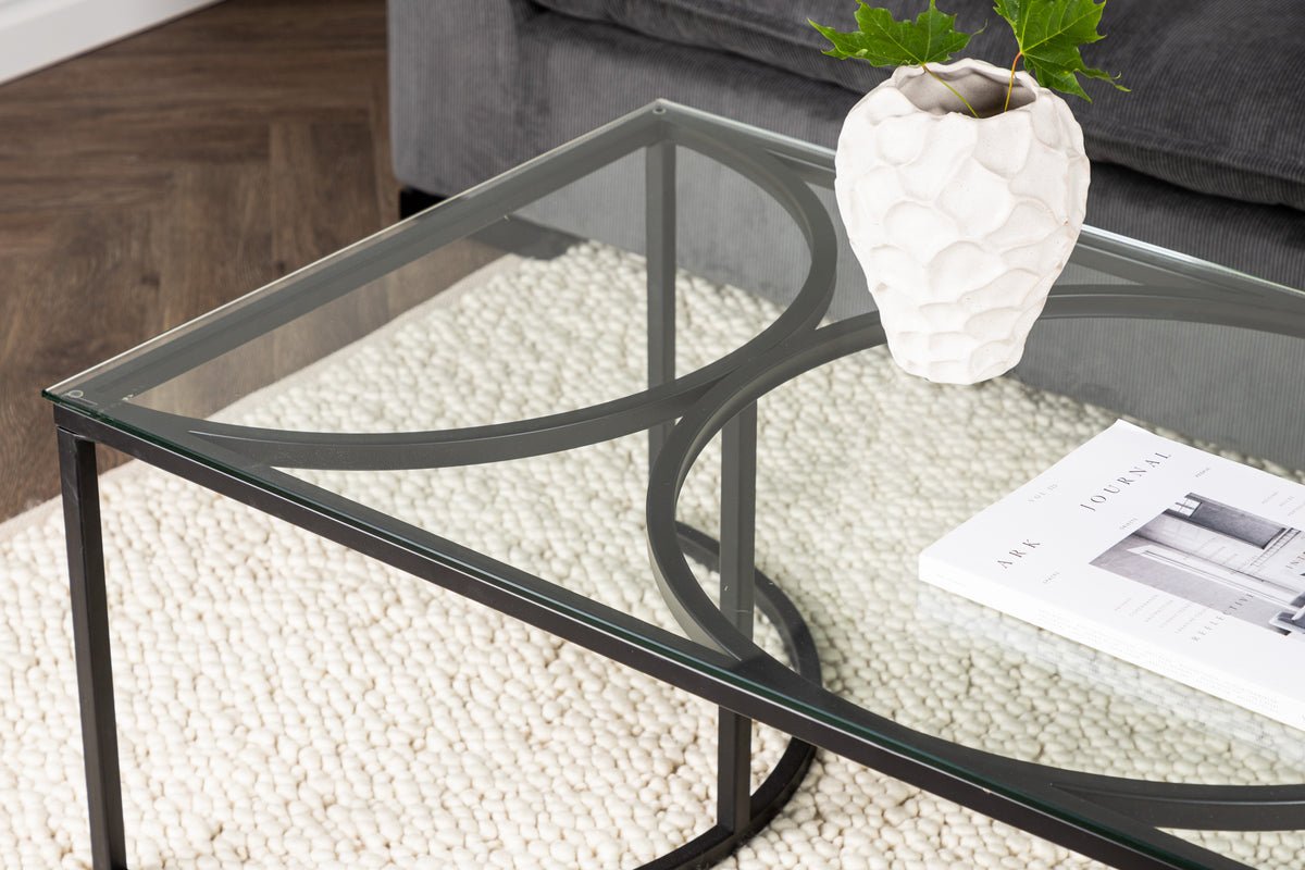 Coffee table Jordo - in two sizes with glass top
