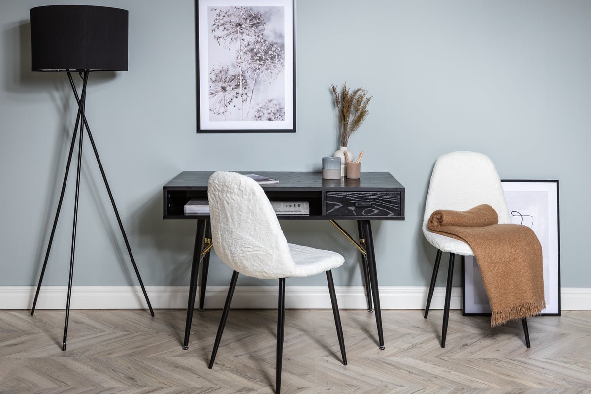 Desk Aluri - with black veneer and brass details