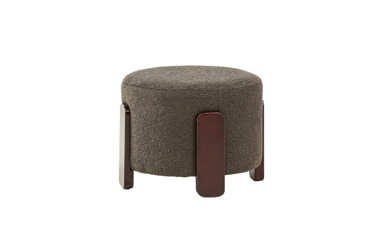Side Stool Carmelo – Round Stool in Bouclé Anthracite (Ø 50 cm)