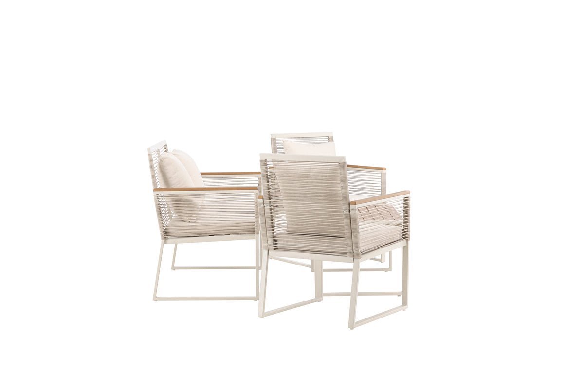 Garden Lounge Set Janel – 4-piece with Wooden Table in Beige