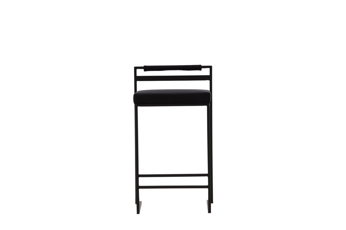 2-piece set - Bar stool Ophelia with black velvet