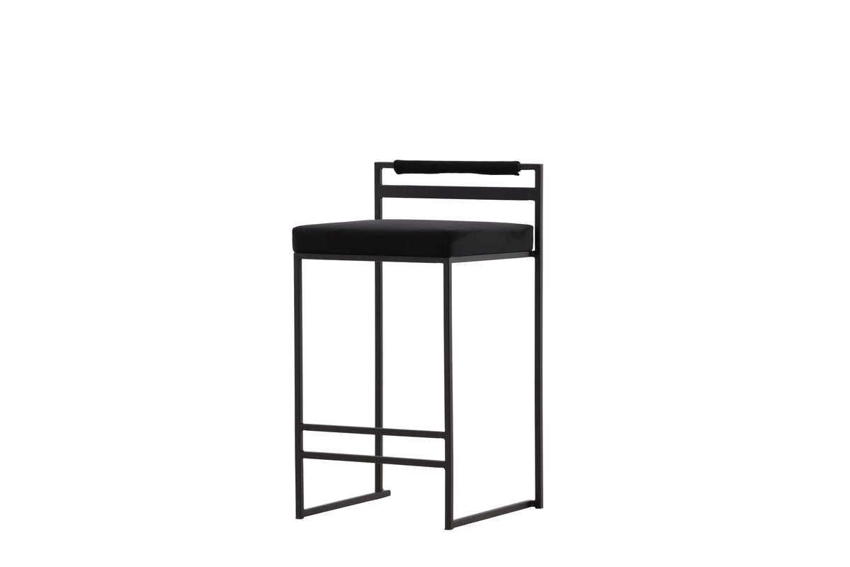 2-piece set - Bar stool Ophelia with black velvet