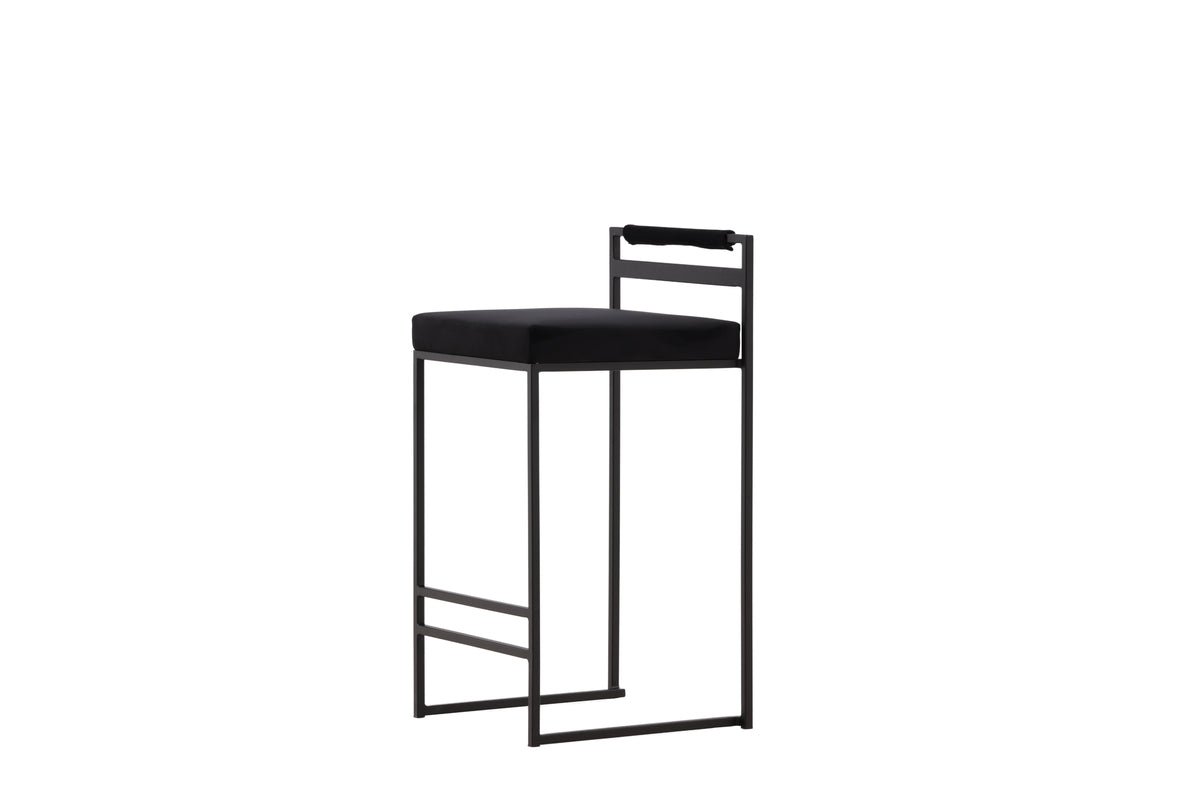 2-piece set - Bar stool Ophelia with black velvet