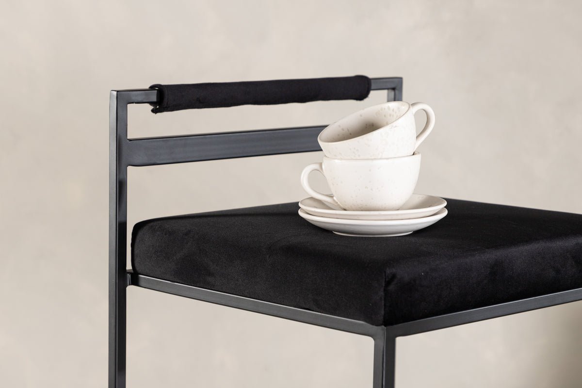 2-piece set - Bar stool Ophelia with black velvet