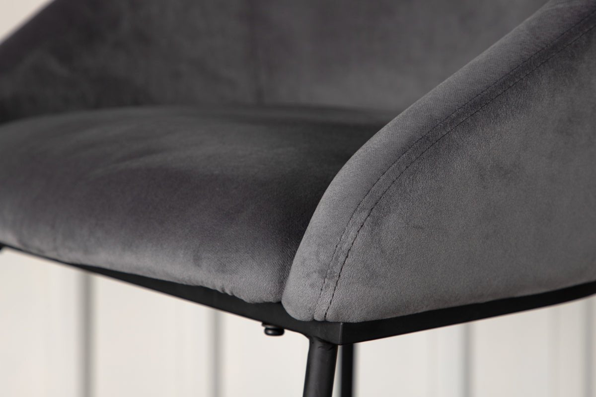 Bar stool Viola - made of metal with dark gray velvet upholstery