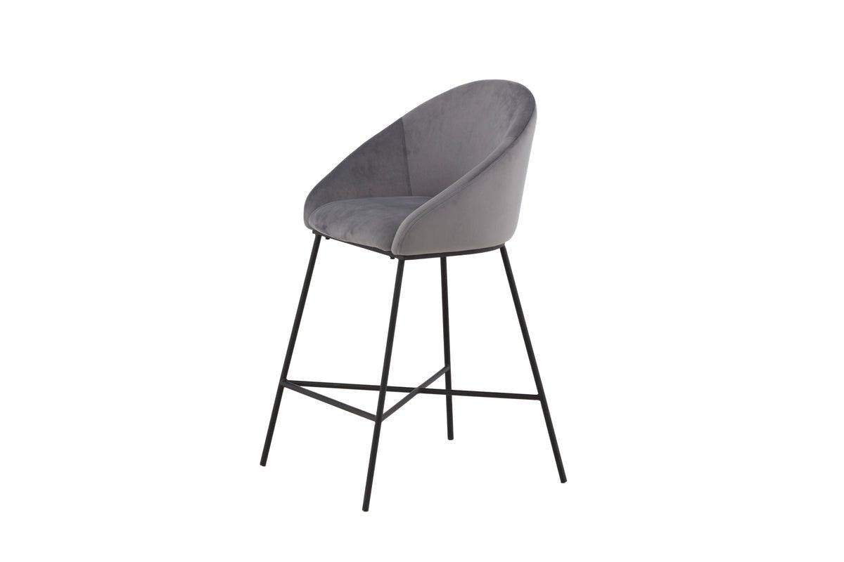 Bar stool Viola - made of metal with dark gray velvet upholstery