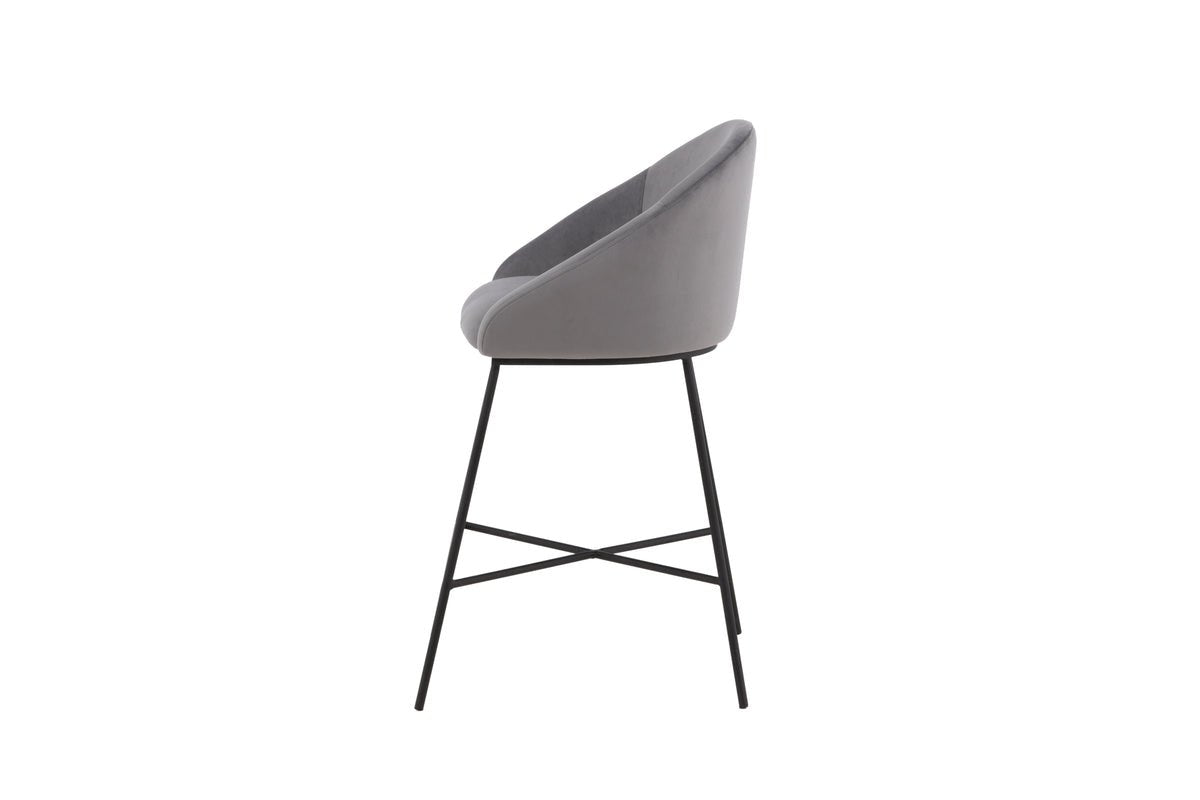 Bar stool Viola - made of metal with dark gray velvet upholstery