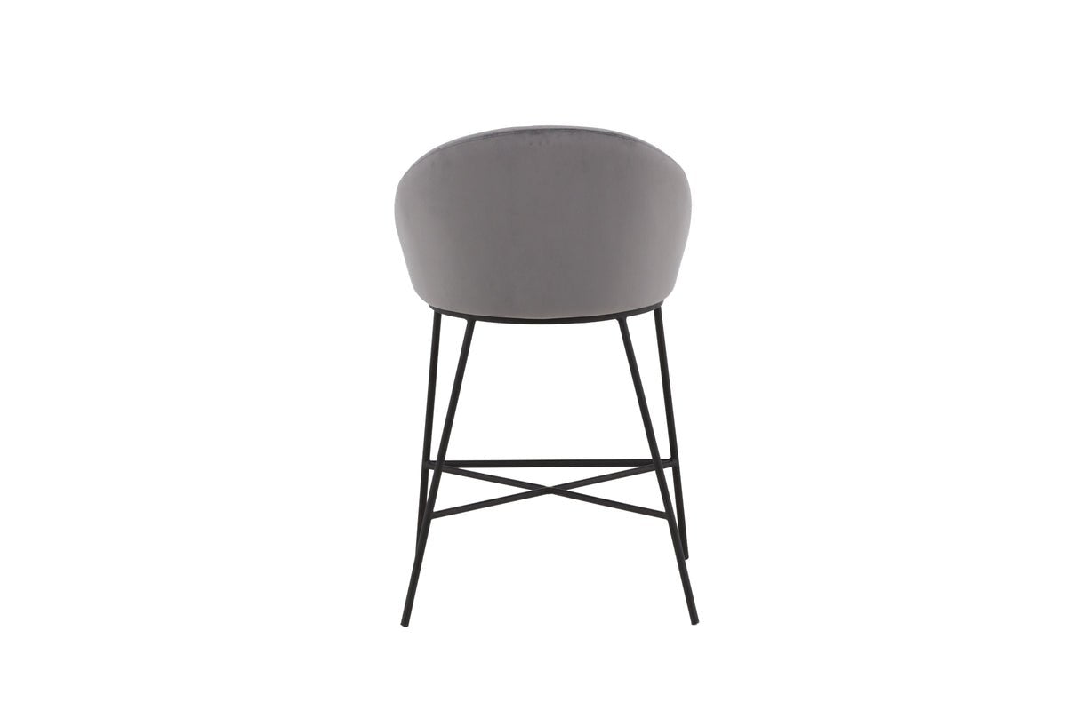 Bar stool Viola - made of metal with dark gray velvet upholstery