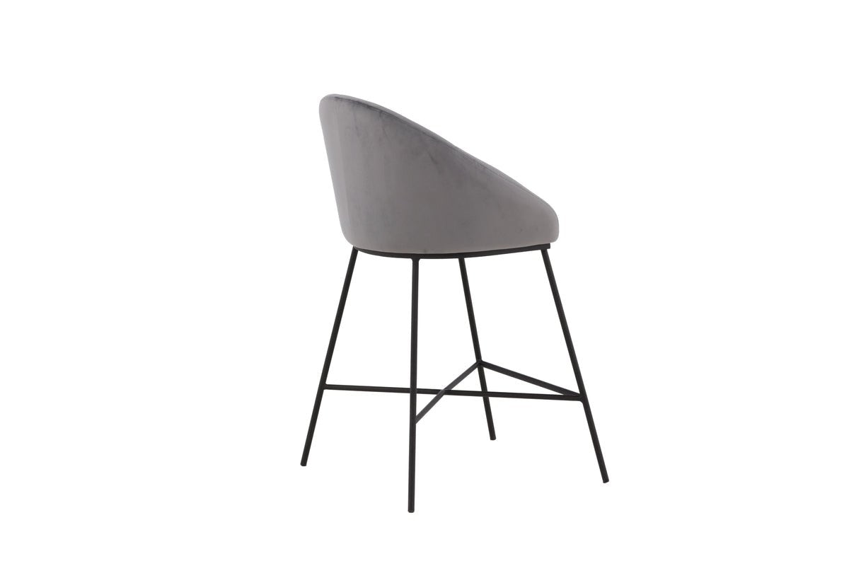 Bar stool Viola - made of metal with dark gray velvet upholstery