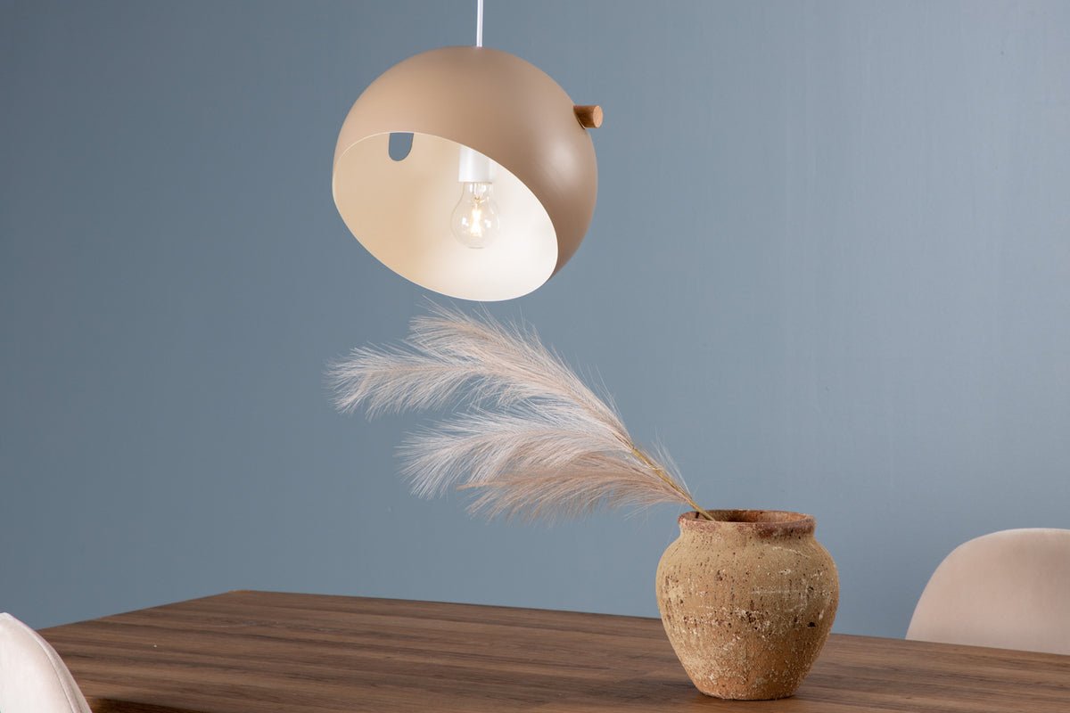 Pendant Light "Serengeti" – Warm Beige Tone with Walnut Details