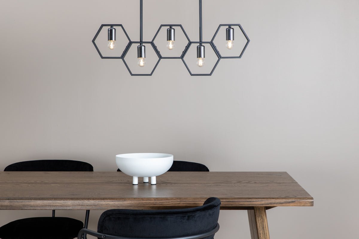 Pendant lamp "Bwindi" – frame made of black steel with four smaller light sources