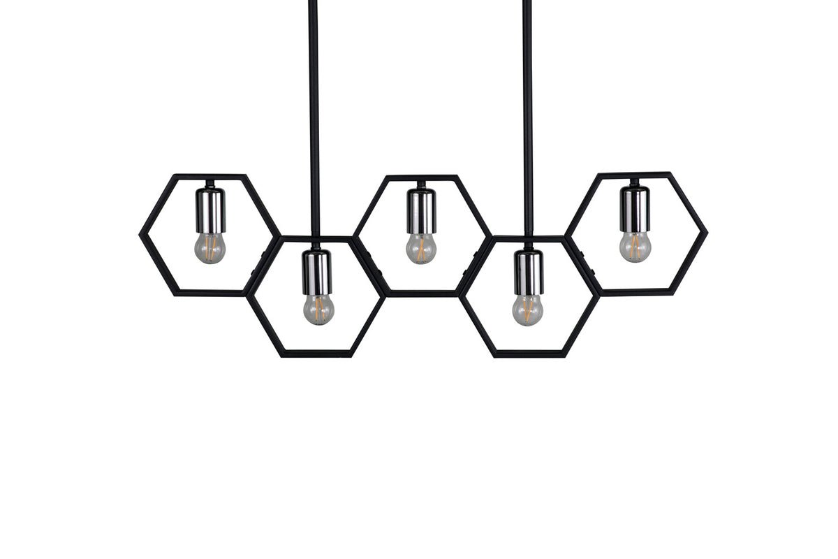 Pendant lamp "Bwindi" – frame made of black steel with four smaller light sources