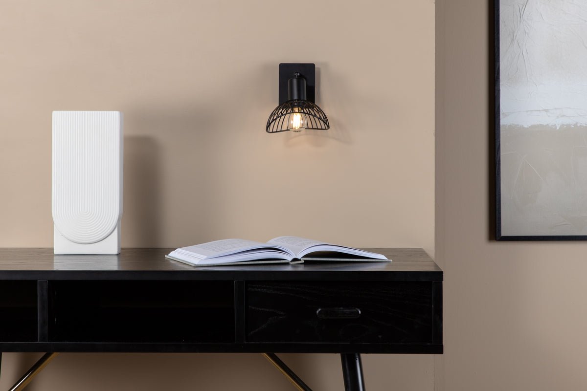 Wall lamp "Holger" – Rounded, black steel shade with elegant wall mount