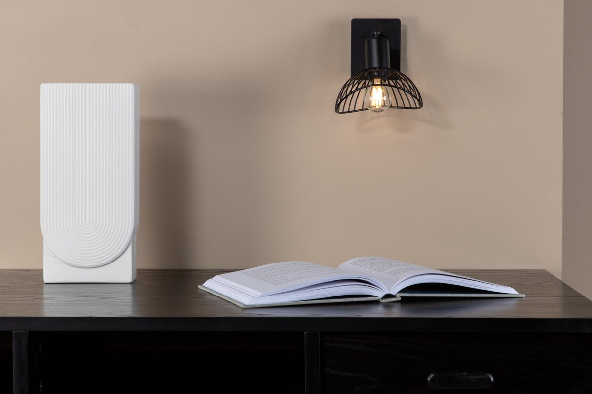 Wall lamp "Holger" – Rounded, black steel shade with elegant wall mount