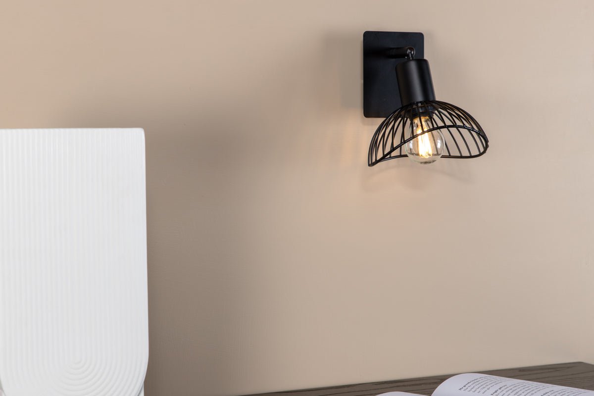 Wall lamp "Holger" – Rounded, black steel shade with elegant wall mount