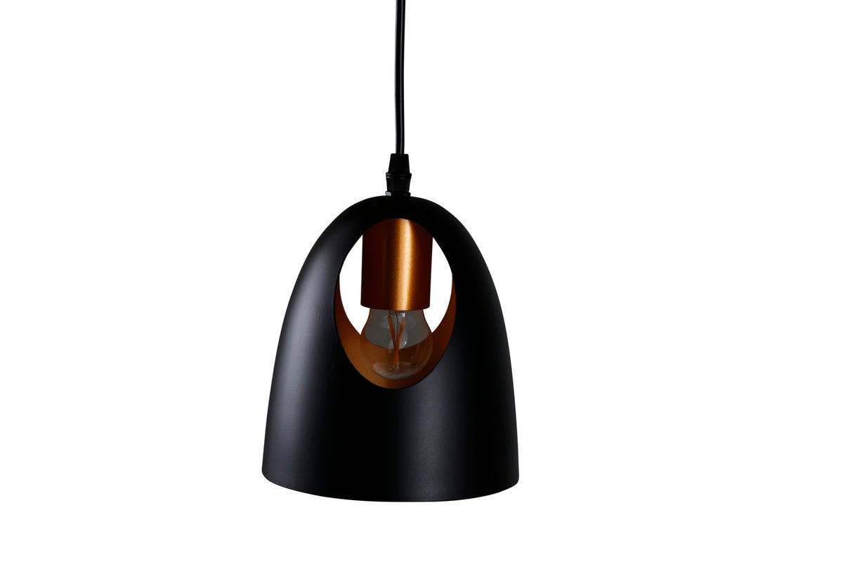 Pendant lamp "Black Beauty" – With elegant copper-colored interior design