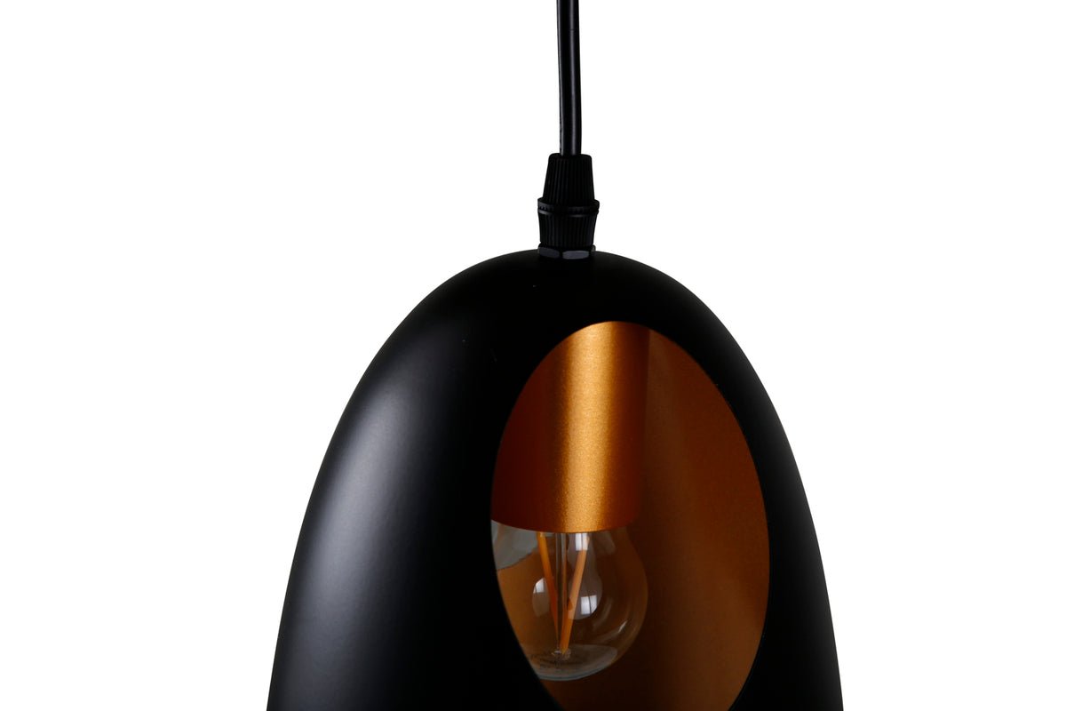 Pendant lamp "Black Beauty" – With elegant copper-colored interior design
